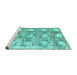 Sideview of Machine Washable Abstract Turquoise Modern Area Rugs, wshabs1142turq