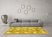 Machine Washable Abstract Yellow Modern Rug, wshabs1142yw