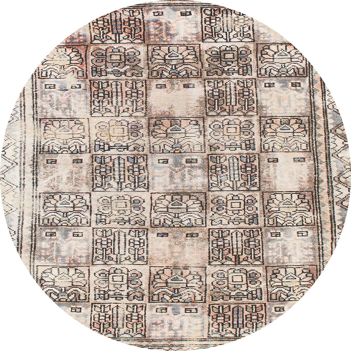 Square Abstract Dark Almond Brown Modern Rug, abs1142