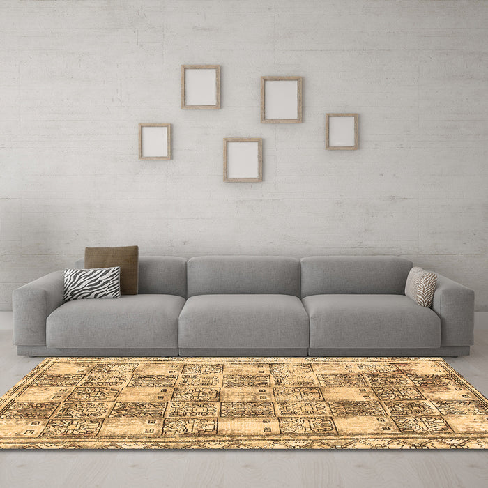 Machine Washable Abstract Brown Modern Rug in a Living Room,, wshabs1142brn