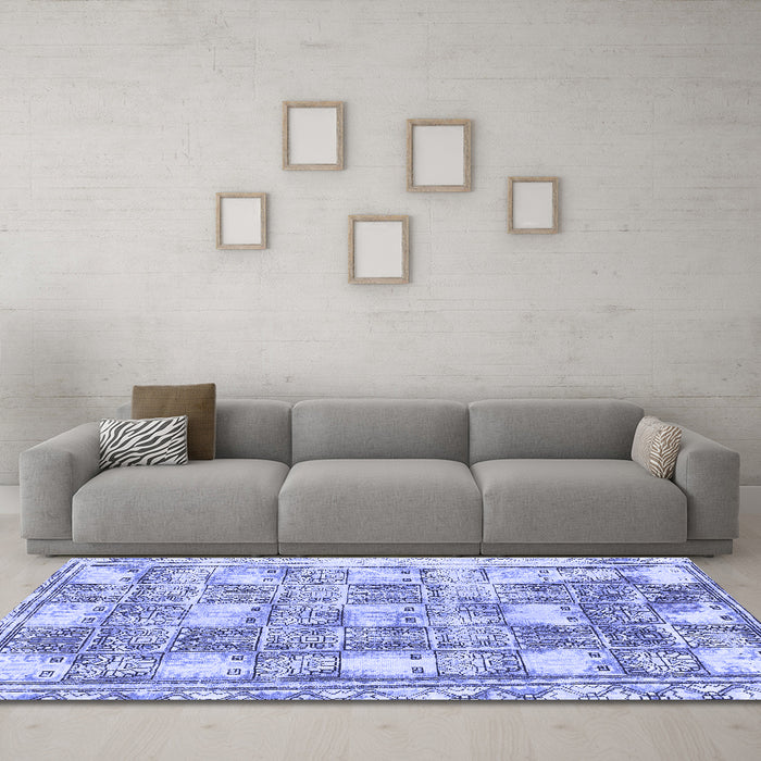 Machine Washable Abstract Blue Modern Rug in a Living Room, wshabs1142blu