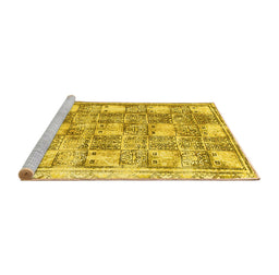 Sideview of Machine Washable Abstract Yellow Modern Rug, wshabs1142yw