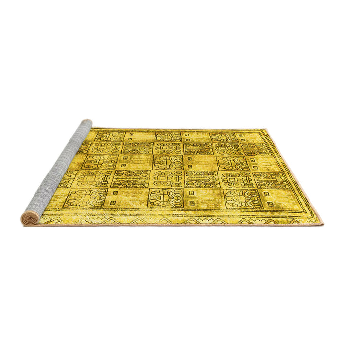 Sideview of Machine Washable Abstract Yellow Modern Rug, wshabs1142yw