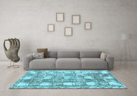 Machine Washable Abstract Light Blue Modern Rug, wshabs1142lblu