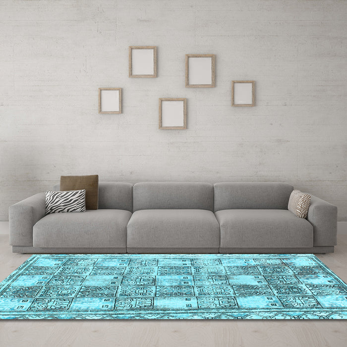 Machine Washable Abstract Light Blue Modern Rug in a Living Room, wshabs1142lblu