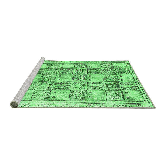 Sideview of Machine Washable Abstract Emerald Green Modern Area Rugs, wshabs1142emgrn