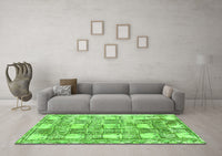 Machine Washable Abstract Green Modern Rug, wshabs1142grn