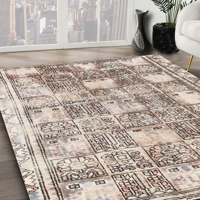 Machine Washable Abstract Dark Almond Brown Rug in a Family Room, wshabs1142
