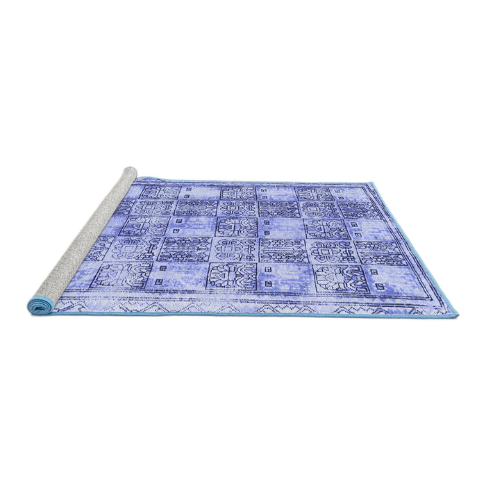 Sideview of Machine Washable Abstract Blue Modern Rug, wshabs1142blu