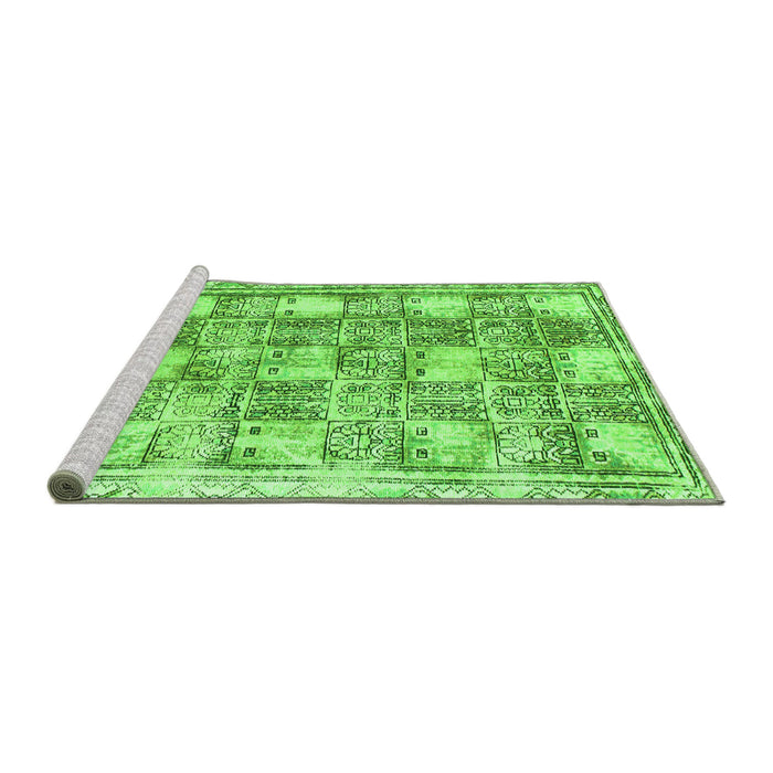 Sideview of Machine Washable Abstract Green Modern Area Rugs, wshabs1142grn