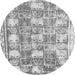 Round Machine Washable Abstract Gray Modern Rug, wshabs1142gry