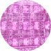 Round Machine Washable Abstract Pink Modern Rug, wshabs1142pnk