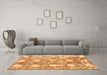 Machine Washable Abstract Orange Modern Area Rugs in a Living Room, wshabs1142org