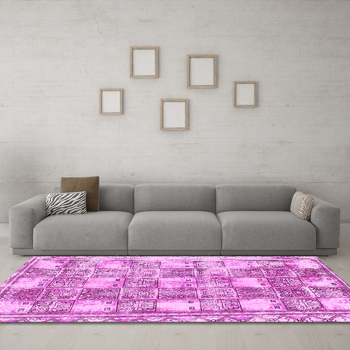 Machine Washable Abstract Pink Modern Rug in a Living Room, wshabs1142pnk