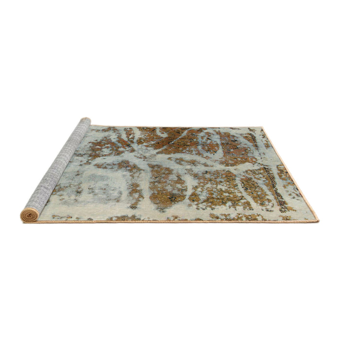 Sideview of Machine Washable Abstract Brown Rug, wshabs1143