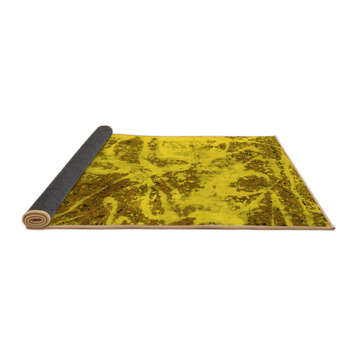 Sideview of Abstract Yellow Modern Rug, abs1143yw