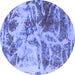 Round Machine Washable Abstract Blue Modern Rug, wshabs1143blu