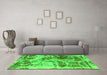 Machine Washable Abstract Green Modern Area Rugs in a Living Room,, wshabs1143grn