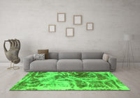 Machine Washable Abstract Green Modern Rug, wshabs1143grn