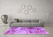 Machine Washable Abstract Purple Modern Area Rugs in a Living Room, wshabs1143pur