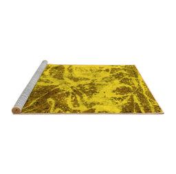 Sideview of Machine Washable Abstract Yellow Modern Rug, wshabs1143yw