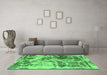 Machine Washable Abstract Emerald Green Modern Area Rugs in a Living Room,, wshabs1143emgrn