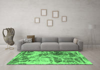 Machine Washable Abstract Emerald Green Modern Rug, wshabs1143emgrn