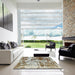 Square Abstract Brown Modern Rug in a Living Room, abs1143