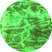 Round Machine Washable Abstract Green Modern Area Rugs, wshabs1143grn