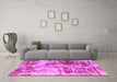 Machine Washable Abstract Pink Modern Rug in a Living Room, wshabs1143pnk