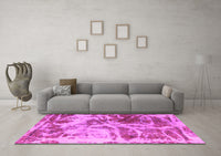 Machine Washable Abstract Pink Modern Rug, wshabs1143pnk