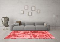 Machine Washable Abstract Red Modern Rug, wshabs1143red
