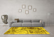 Machine Washable Abstract Yellow Modern Rug in a Living Room, wshabs1143yw