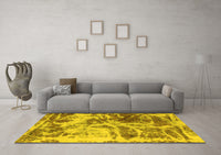 Machine Washable Abstract Yellow Modern Rug, wshabs1143yw