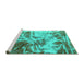 Sideview of Machine Washable Abstract Turquoise Modern Area Rugs, wshabs1143turq