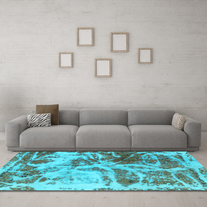 Machine Washable Abstract Light Blue Modern Rug in a Living Room, wshabs1143lblu