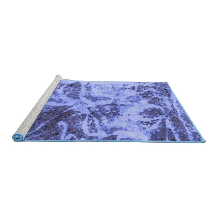Sideview of Machine Washable Abstract Blue Modern Rug, wshabs1143blu