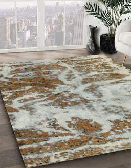 Machine Washable Abstract Brown Rug in a Family Room, wshabs1143