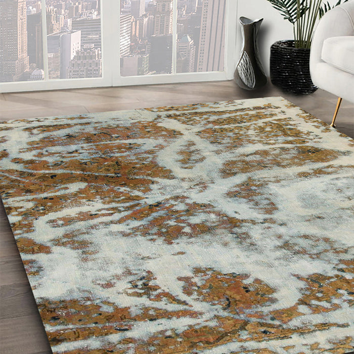 Machine Washable Abstract Brown Rug in a Family Room, wshabs1143