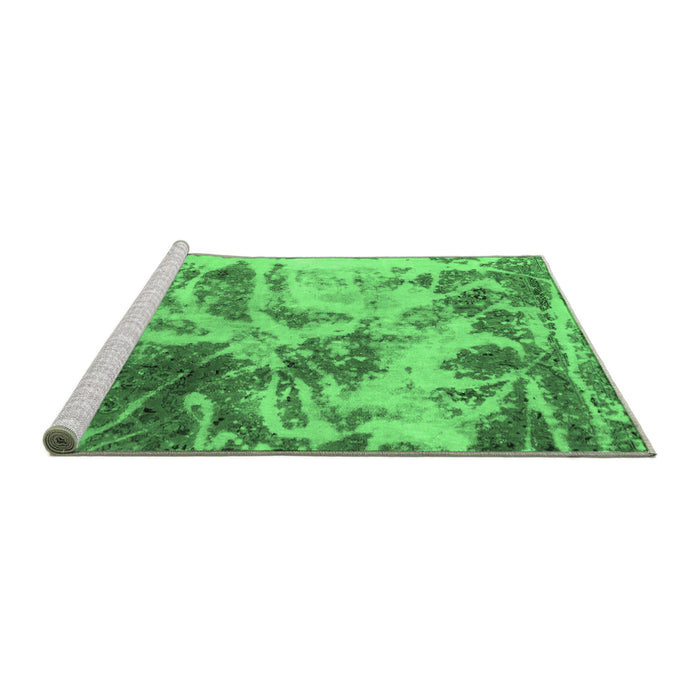 Sideview of Machine Washable Abstract Emerald Green Modern Area Rugs, wshabs1143emgrn