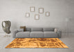 Machine Washable Abstract Orange Modern Area Rugs in a Living Room, wshabs1143org