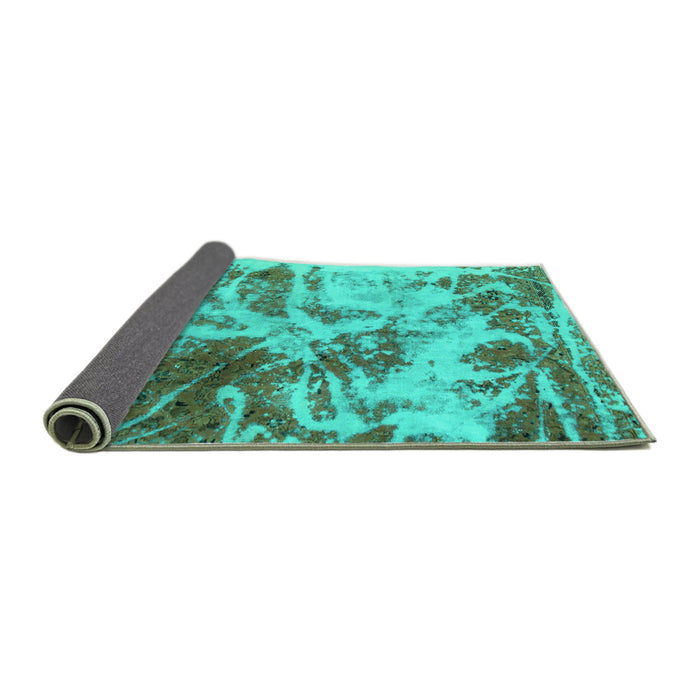 Sideview of Abstract Turquoise Modern Rug, abs1143turq