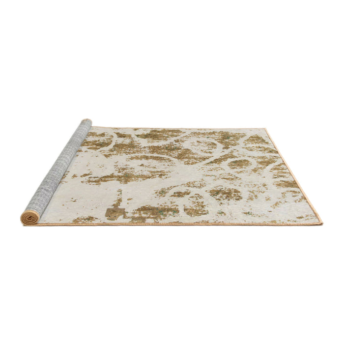 Sideview of Machine Washable Abstract Brown Sugar Brown Rug, wshabs1144