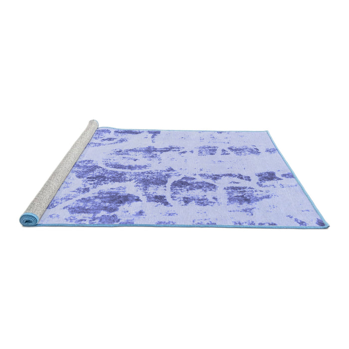 Sideview of Machine Washable Abstract Blue Modern Rug, wshabs1144blu