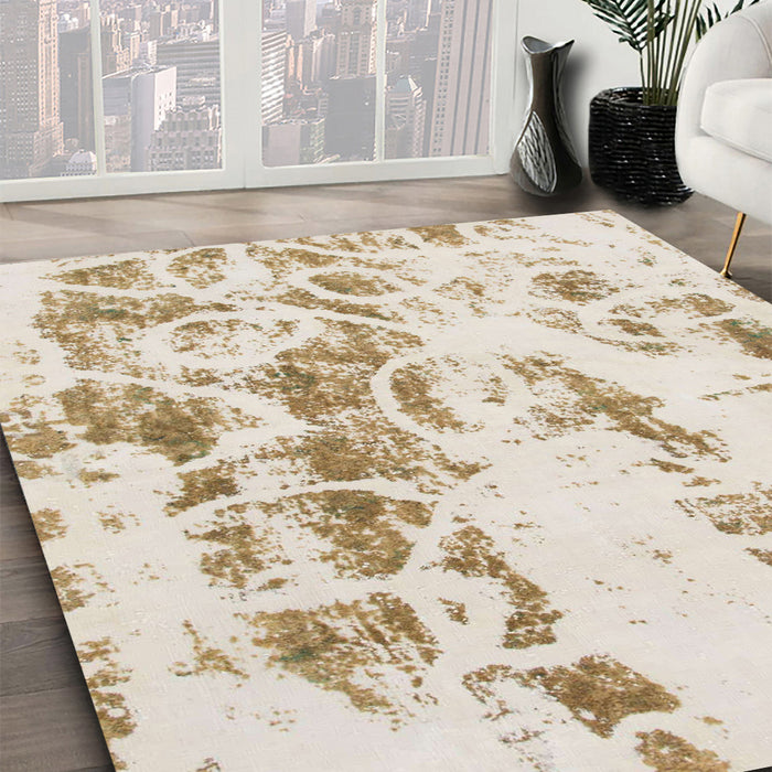 Machine Washable Abstract Brown Sugar Brown Rug in a Family Room, wshabs1144