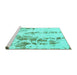 Sideview of Machine Washable Abstract Turquoise Modern Area Rugs, wshabs1144turq