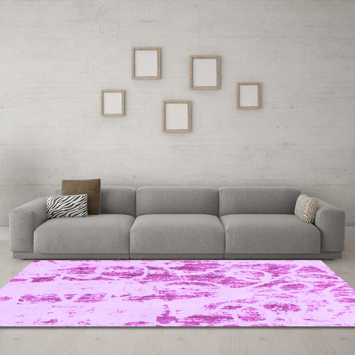 Machine Washable Abstract Purple Modern Area Rugs in a Living Room, wshabs1144pur
