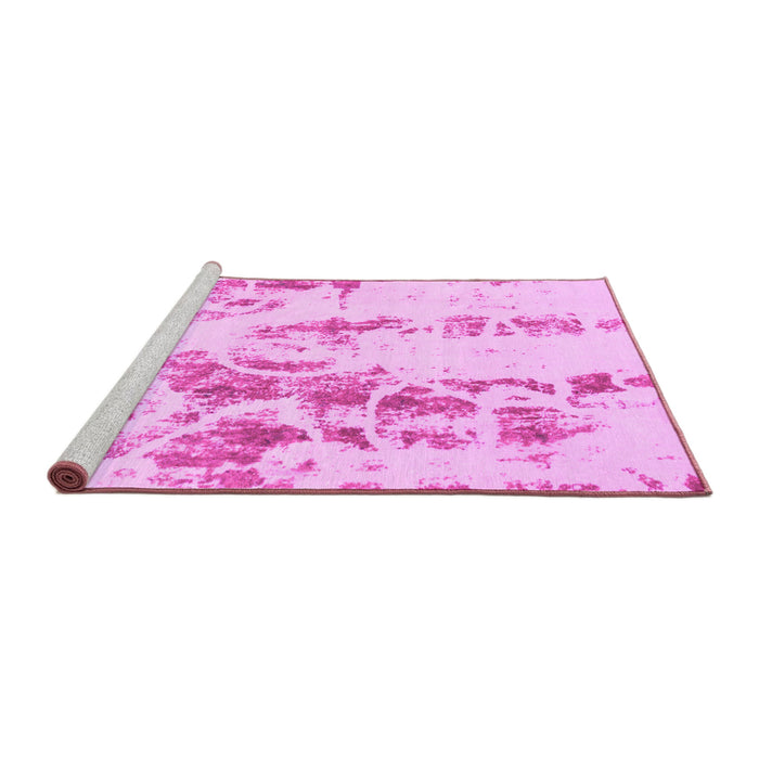 Sideview of Machine Washable Abstract Pink Modern Rug, wshabs1144pnk