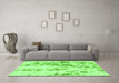 Machine Washable Abstract Green Modern Area Rugs in a Living Room,, wshabs1144grn