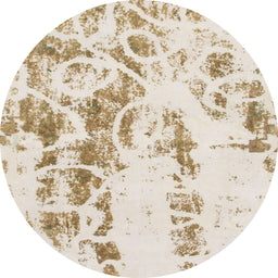 Round Machine Washable Abstract Brown Sugar Brown Rug, wshabs1144